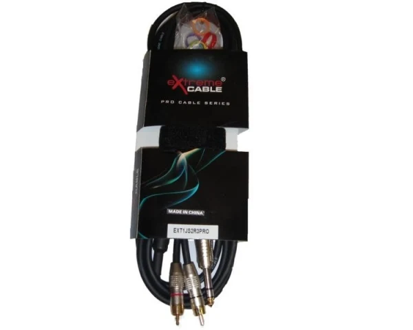 EXTREME 1JS2R3PRO JACK STEREO 1/4" 6,3mm - 2 RCA MASCHIO MT 3 CONNETTORI SMONTABILI + SET ANELLINI COLORATI IDENTIFICATIVI PER CONNETTORE