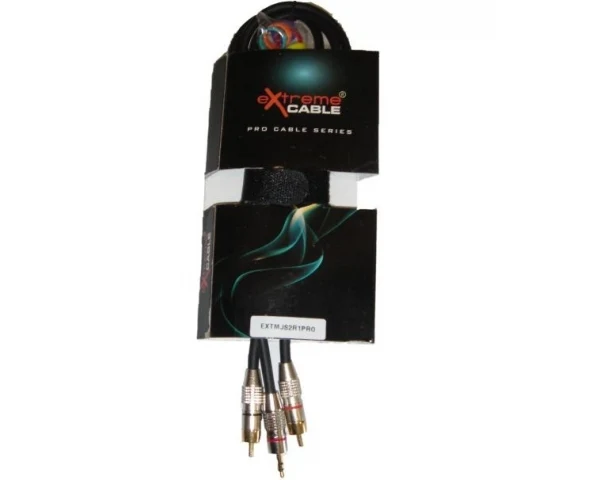 EXTREME 1MJS2R1PRO MINI JACK STEREO 1/8" 3,5MM-2 RCA MASCHI 1MT CONNETTORI SMONTABILI + SET ANELLINI COLORATI IDENTIFICATIVI PER CONNETTORE