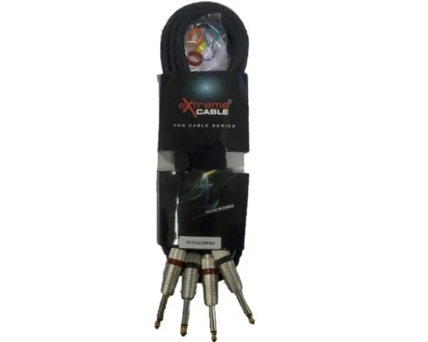 EXTREME 2J2J3PRO 2 JACK STEREO - 2 JACK STEREO 1/4" 6.3mm CAVO AUDIO DI SEGNALE SCHERMATO 3 MT.