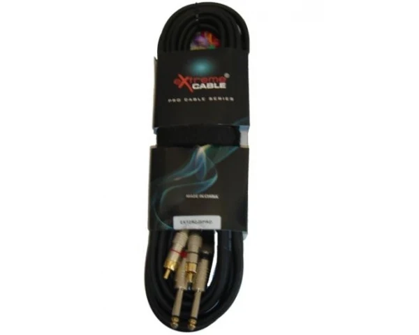 EXTREME 2R2J5PRO 2 RCA MASCHIO - 2 JACK MONO 1/4" 6.5mm CAVO AUDIO DI SEGNALE SCHERMATO 5 MT.