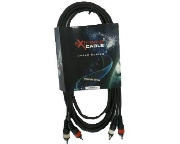 EXTREME 2R2R3 CAVO DOPPIO 2 RCA MASCHIO / 2 RCA MASCHIO 3 M CAVO AUDIO DI SEGNALE SCHERMATO