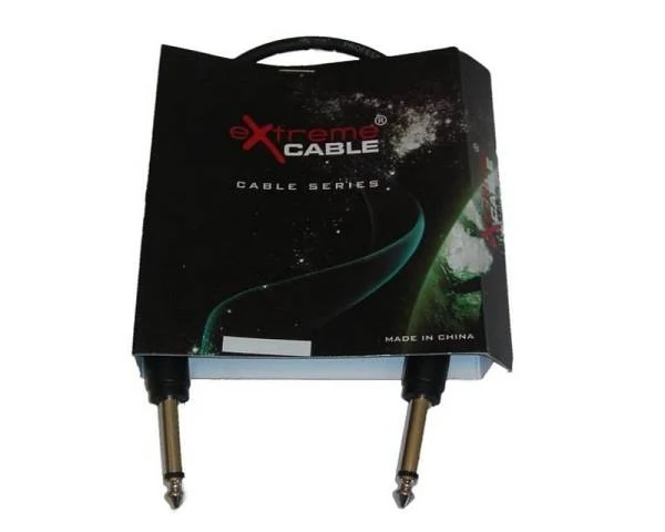 EXTREME JJ01 CAVO JACK-JACK 0,1 MT CON JACK DA 1/4" 6,3mm E CONNETTORI ANTISCIVOLO ERGONOMICI