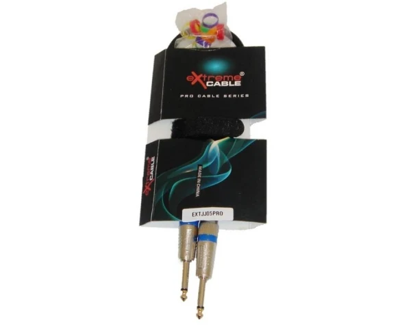 EXTREME JJ05PRO CAVO JACK 1/4" 6,3 mm - JACK 6.3mm 1/4" 0,5 MT CON FASCIA STRAP E CONNETTORI ANTISCIVOLO ERGONOMICI