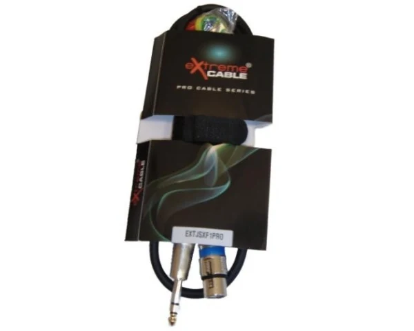 EXTREME JSXF1PRO CAVO JACK STEREO MASCHIO 1/4" 6,3mm-XLRF FEMMINA 1 MT. CONNETTORI SMONTABILI + SET ANELLINI COLORATI IDENTIFICATIVI PER CONNETTORE