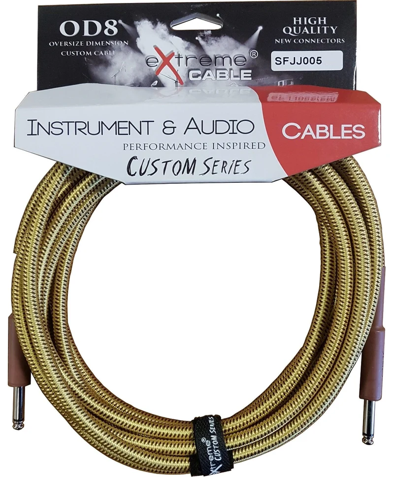 EXTREME SFJJ005/5M CAVO AUDIO JACK DRITTO COTONATO BEIGE OD8 SERIE CUSTOM PER STRUMENTI LIVE STUDIO 5 METRI