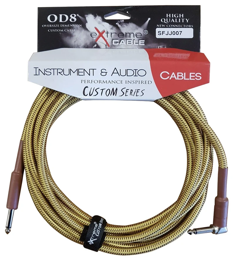 EXTREME SFJJ007/5M CAVO AUDIO JACK DRITTO-ANGOLO COTONATO BEIGE OD8 SERIE CUSTOM PER STRUMENTI LIVE STUDIO 5 METRI