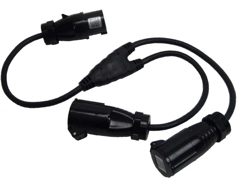 SPLITTER CEE CAVO ALIMENTAZIONE SDOPPIO DA SPINA 16A MASCHIO 3 POLI 2P+T IP44 A 2 PRESE 16A FEMMINA