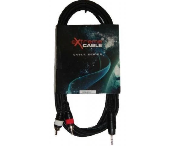 EXTREME 1MJS2R3 CAVO AUDIO DI SEGNALE SCHERMATO 1 MINI JACK STEREO 2 CONNETTORI RCA MASCHIO LUNGHEZZA 3 METRI
