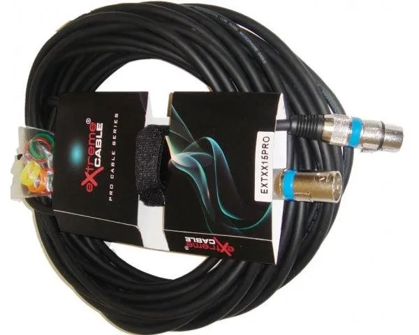 EXTREME CAVO MICROFONO/CASSE 15 METRI 1 CONNETTORE XLR MASCHIO 1 FEMMINA + STRAP + 12 ANELLINI CAVO MICROFONICO 6.5MM CONNETTORI SMONTABILI METALLO ANTISCIVOLO