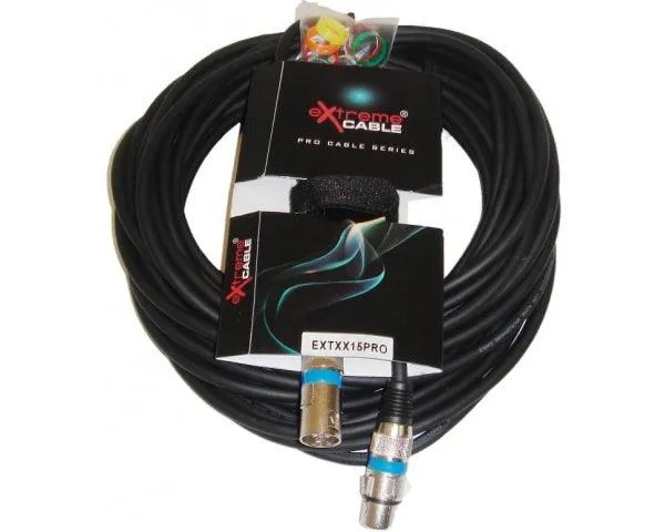 EXTREME CAVO MICROFONO/CASSE 15 METRI 1 CONNETTORE XLR MASCHIO 1 FEMMINA + STRAP + 12 ANELLINI CAVO MICROFONICO 6.5MM CONNETTORI SMONTABILI METALLO ANTISCIVOLO