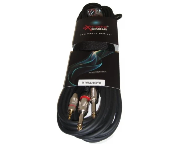 EXTREME 1MJS2J10PRO MINI JACK STEREO 1/8" 3.5mm / 2 JACK 6.3mm CAVO AUDIO DI SEGNALE SCHERMATO