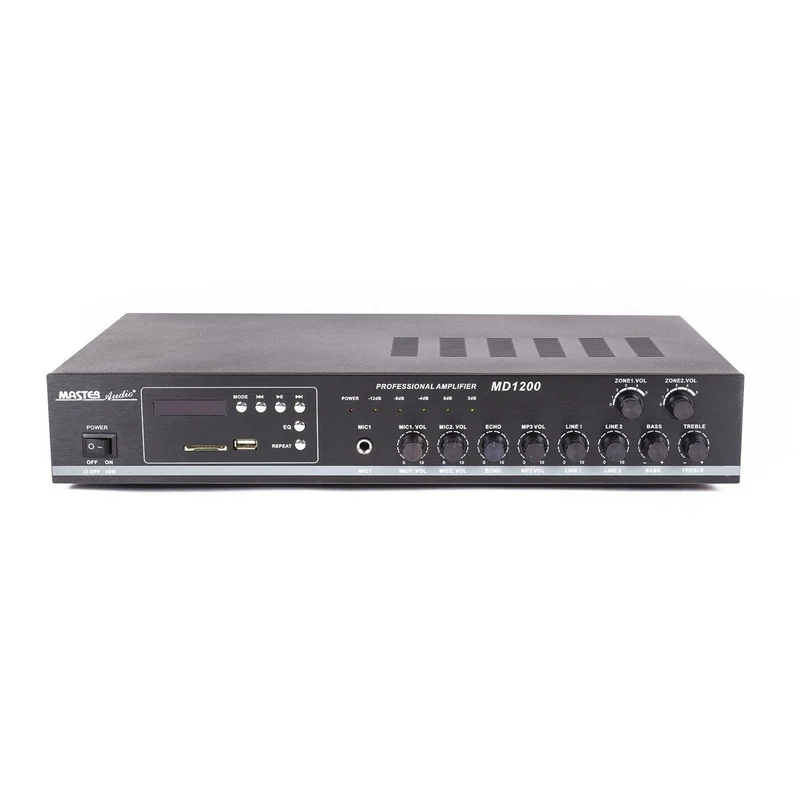 Master Audio MD1200 Amplificatore PA a 100V amplimixer 2 zone 100W con lettore MP3