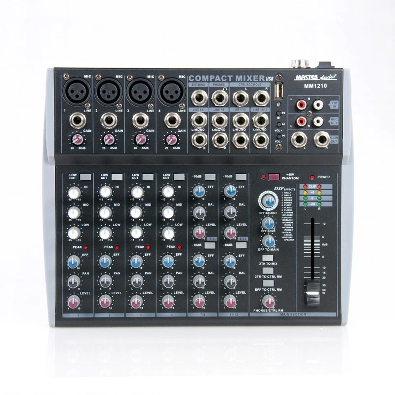 Master Audio MM1210 Mixer compatto con effetti 4 canali MONO + 4 canali STEREO e ingresso USB