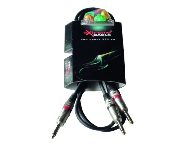 EXTREME 1JS2J2PRO CAVO AUDIO DI SEGNALE SCHERMATO 1 JACK STEREO 1/4" 6.3mm - 2 JACK MONO 1/4" 6.3mm CONNETTORI SMONTABILI IN METALLO LUNGHEZZA 2 METRI