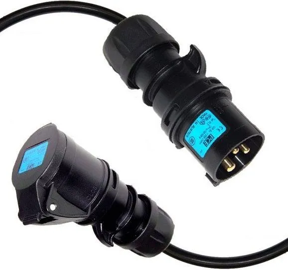 PROLUNGA CORRENTE 20 METRI CEE 16A+T IP44 3POLI CAVO NEOPRENE/H07RN-F 3x2.5 SPINA-PRESA MASCHIO-FEMMINA NERE