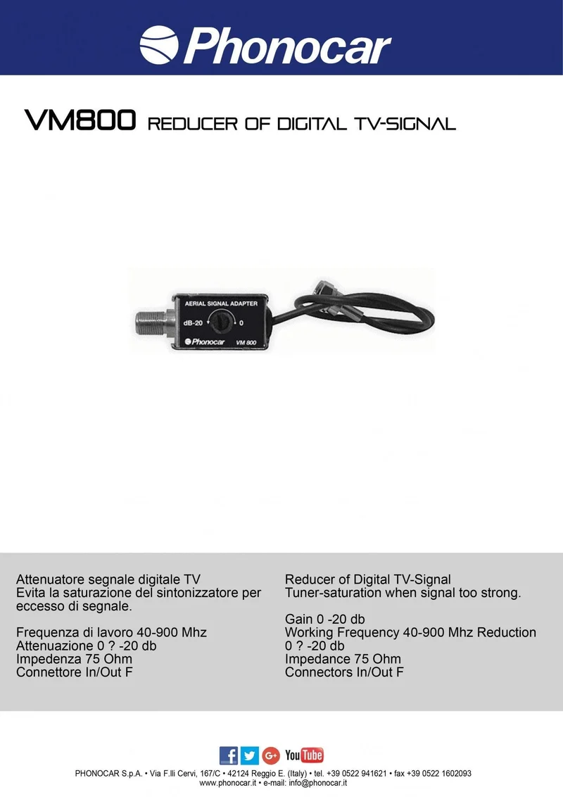 Phonocar VM800 Attenuatore segnale digitale TV