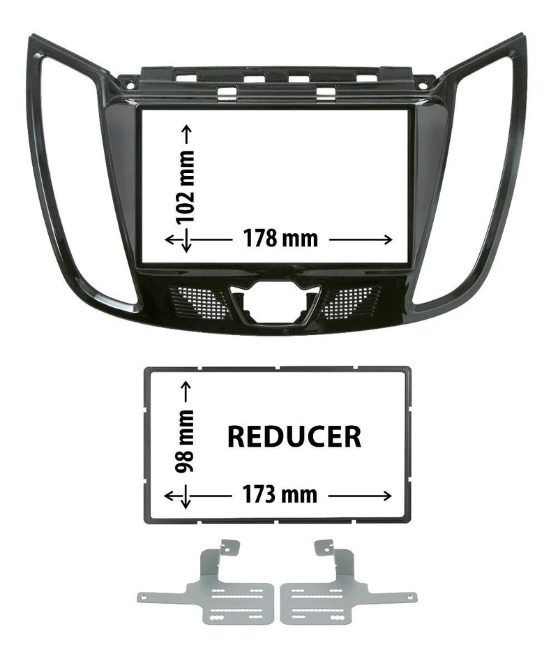 Phonocar 03617 Mascherina 1/2 Din per Ford C-Max 11- Kuga 13- colore nero lucido