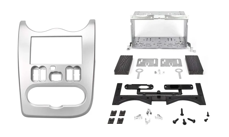 Phonocar 03614 Mascherina 2 Din per Dacia Duster - Logan - Sandero 06-12 colore grigio chiaro