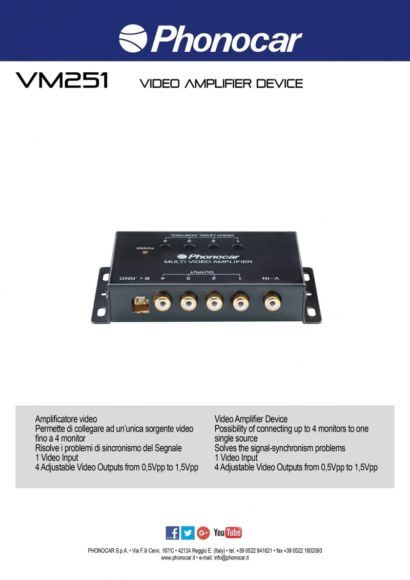 Phonocar VM251 Amplificatore video