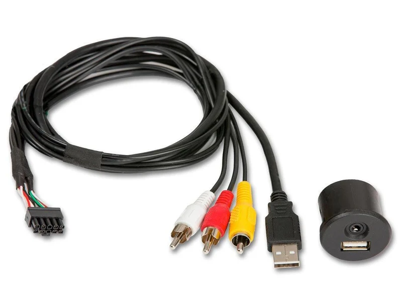Alpine KCU-1A Cavo prolunga 90 cm USB/AUX con 3 RCA Audio/Video da pannello per Golf VI e Ducato