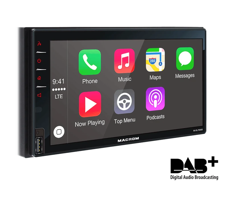 Macrom M-DL7000D autoradio 2 DIN con DAB+, CarPlay, Android Auto, Bluetooth e ricevitore GPS
