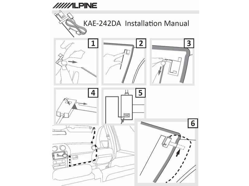 Alpine KAE-242DA Antenna Attiva DAB da vetro per ricevitori DAB/DAB+/DMB