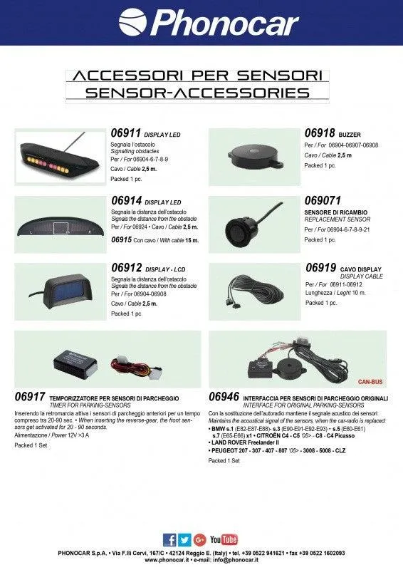 Phonocar 06918 Buzzer universale per sensori di parcheggio