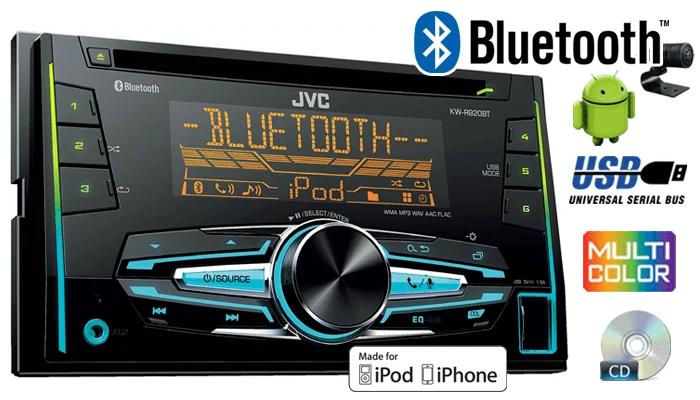 JVC KW-R920BT Autoradio 2 DIN Sintolettore CD con tecnologia wireless Bluetoot e USB/ingresso AUX frontali