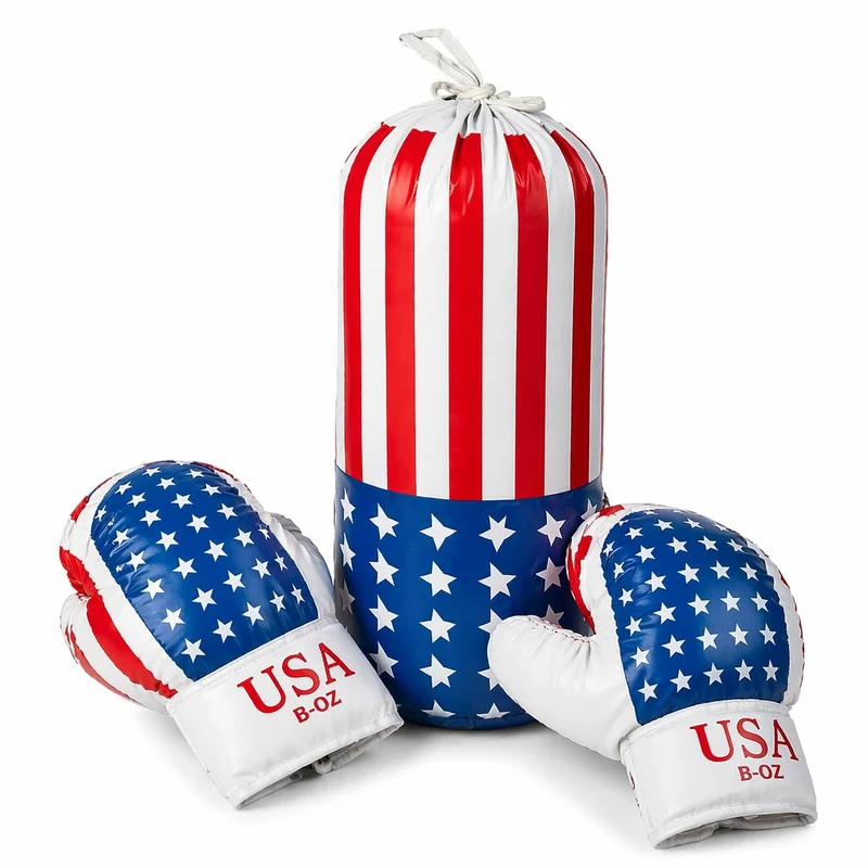Sacco e Guantoni Playset Boxing America Allenamento Bambini Box