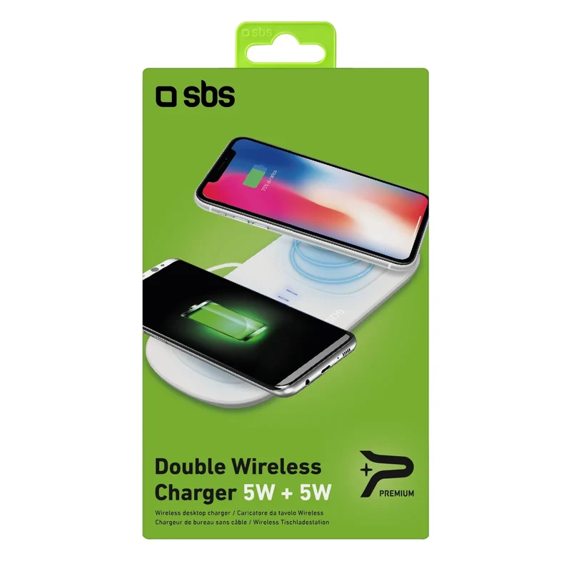SBS Mobile Base Dubbele QI-Draadloze Lader 5W+5W