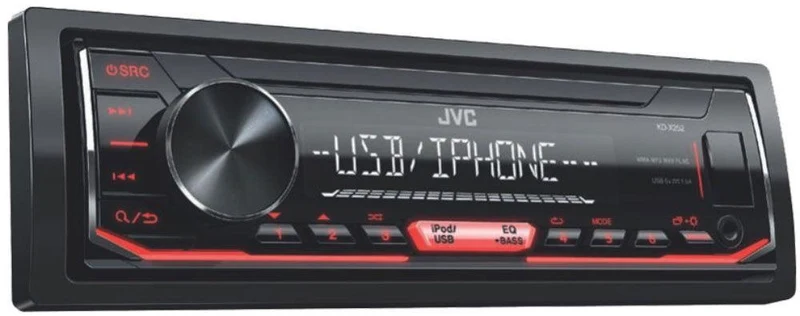 JVC KD-X252 autoradio 1 DIN USB, Aux-in anteriore, illuminazione rossa, senza CD