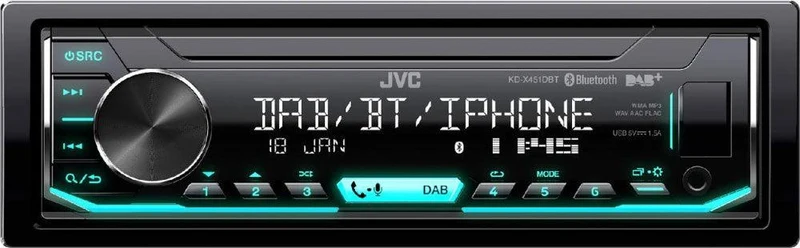 JVC KD-X451DBT Autoradio 1 DIN con Bluetooth, DAB + e ingresso USB / AUX frontale