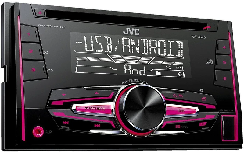 JVC KW-R520 Autoradio 2 DIN con CD, USB e Aux, MP3 WAV FLAC