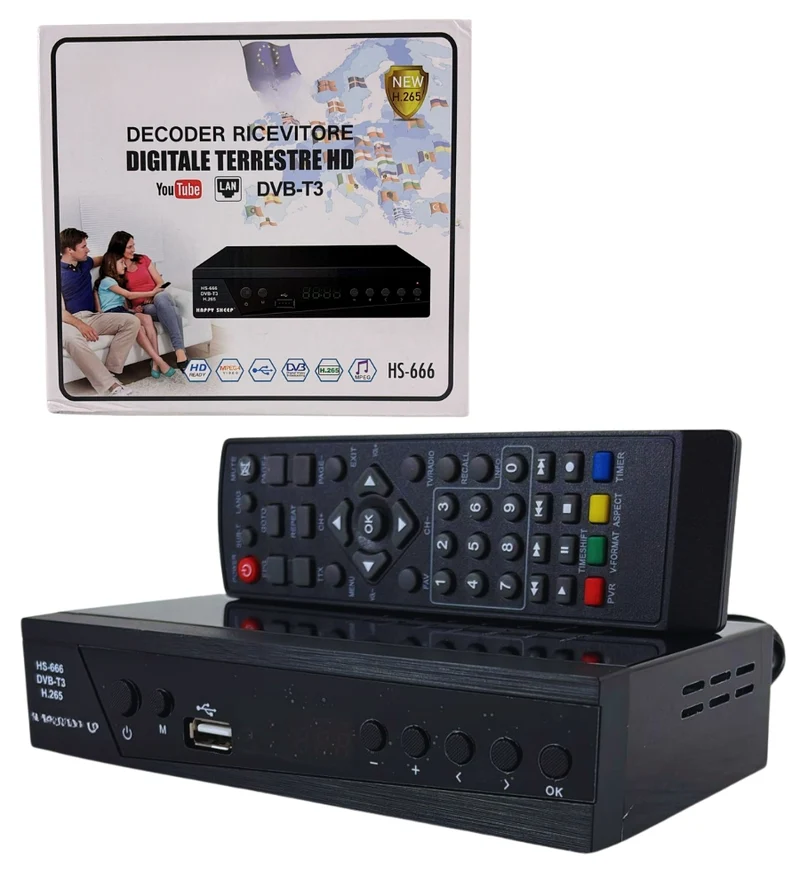 Digitale Terrestre Decoder DVB-T2 T3 H.265 HEVC 10 Full HD HDMI USB LAN Display