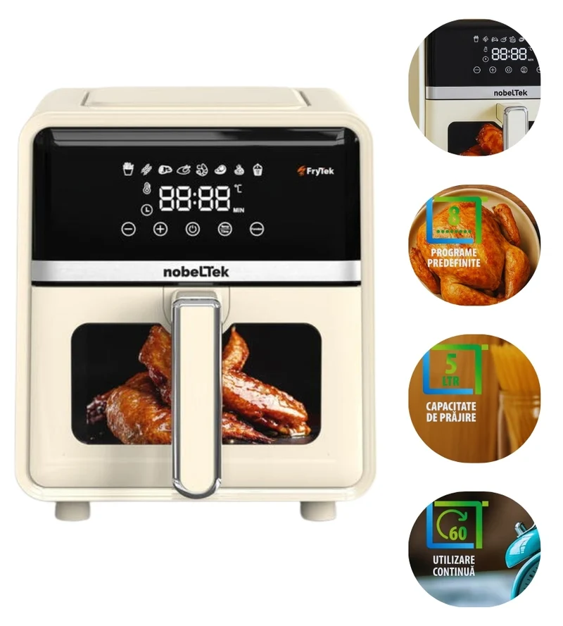 Friggitrice ad Aria Elettrica 5L Comandi Touch LED Frigge Senza Olio 1400W