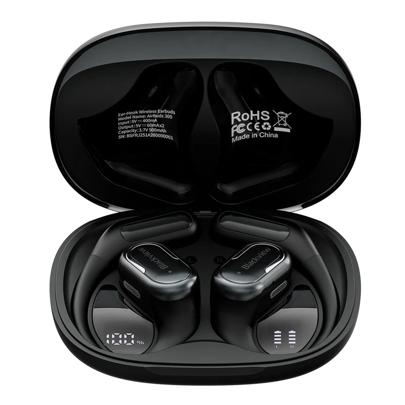 Blackview AirBuds 300 – Auricolari OWS Bone Conduction | Bluetooth 6.0, ENC, Display Digitale, IPX5