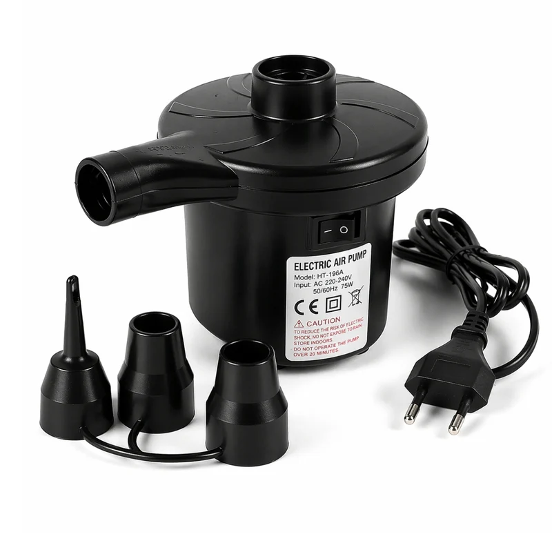 Pompa Elettrica 220V Gonfiabili Piscina Materassini Gommoni Gonfiatore 3 Ugelli