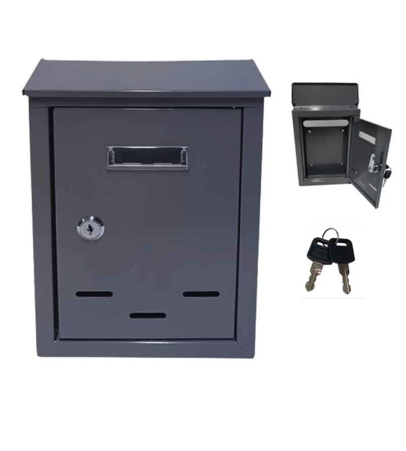 Cassetta della Posta in Metallo 2 Chiavi Casella Postale Buca Lettere Grigio